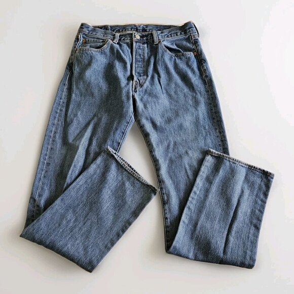 Levi's Jeans Mens 34 x 34 / 32 Blue 501 Straight Leg Cotton Denim Western Cowboy - Picture 7 of 16